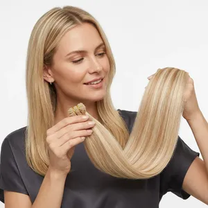 Extensiones de Cabello Humano Rubio Platino Largo y Liso, Juego Completo para Cabeza, 100% Densidad, Cabello Remy, Tamaño Personalizable - Product Image 6