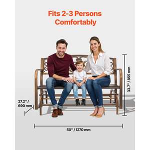 50-Inch Outdoor Carbon Steel Glider <b>Bench</b> Armrests <b>Cast</b> <b>Iron</b> Backrest Weatherproof for Patio <b>Garden</b> Front Porch Antique Bronze - Product Image 3