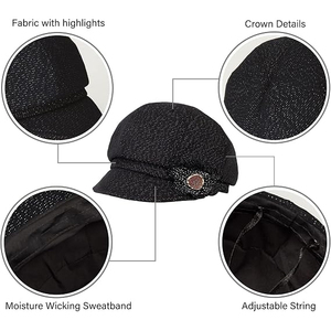 Casquette de newsboy en coton noir avec patch floral brodé, style anglais unisexe, chapeau décontracté printemps automne 56-58CM - Product Image 5