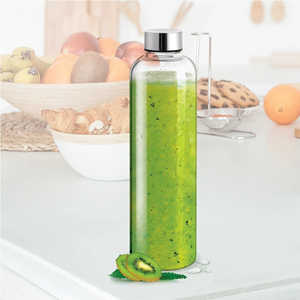 High Borosilicate Glass Bottle with Metal Lid Durable Heat Resistant Water Juice Beverage <b>Container</b> - Product Image 3