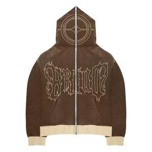Customizable Men's Zip Up Hoodies Unisex Washed Zip Up Hoodie <b>Gothic</b> Letter Print Vintage Oversized Streetwear Cotton <b>Jacket</b> - Product Image 6