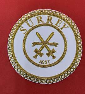 Badge de tablier maçonnique de luxe fait main, brodé au fil de bullion, style London Grand Rank, pour tenue de cérémonie, avec effet 3D en relief - Product Image 3