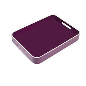 Bandeja Rectangular de Laca Sostenible con Acabado Brillante y Asas, Color Morado, Decoración para el Hogar, Organizador de Mesa, Bandeja de Regalo al por Mayor - Product Image 1