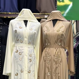 Hot sale 2026 Abaya Stone Work Handmade Sequined Arabic Dubai Style Full Flare Nida Fabric Evening Party Dress - Product Image 1