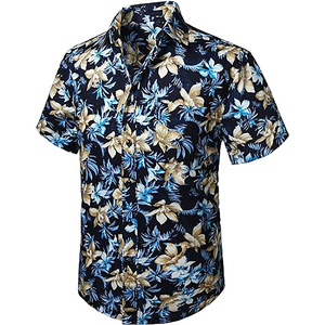 Casual Eco-Friendly Quick Dry Plus Size Summer Beach Shirt OEM Breathable Loose Fit Half Sleeve Turn-<b>down</b> Collar Shirt For Men - Product Image 5