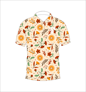Camisa polo con estampado floral naranja y beige para hombre, camisa informal de manga corta a la moda de verano - Product Image 1
