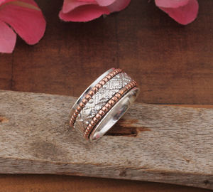 Anillo de Plata de Ley Único con Engaste de Bisel, Bicolor, Hecho a Mano, con Banda Trenzada para Hombre y Mujer, Joyería para Fiestas, Venta al por Mayor - Product Image 6