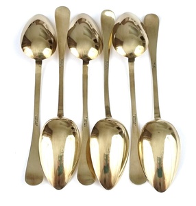 Vintage Brass Table Spoons Set High Mirror Polish Rust Resistant Wedding <b>Flatware</b> Metal Handle - Product Image 1