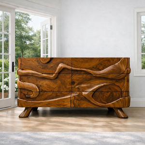 Aparador de madera hecho a mano Luxali con un diseño artístico de tallado exquisito. - Product Image 2