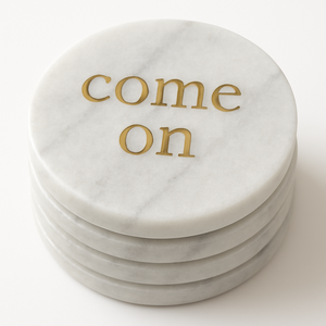 Minimalistic A <b>Coaster</b> in <b>White</b> Marble with Gold Letter Octagon Shaped for Personalized Decor wholesale price - Product Image 3