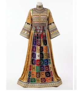 Vestido Tradicional Afgano Kuchi de Chifón Largo hasta el Suelo, Estampado Digital Étnico Vintage, Hecho a Mano, Lavable, Vestido Cultural Afgano - Product Image 1