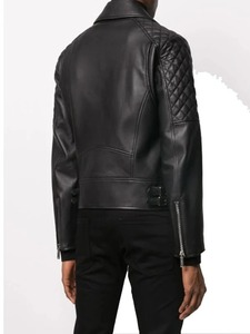 Chaqueta de Cuero Estilo Biker Negra para Hombre, Chaqueta de Motociclista, Ropa de Calle Vintage, Prenda Exterior de Moda, Personalizada, OEM, Venta al Por Mayor - Product Image 3