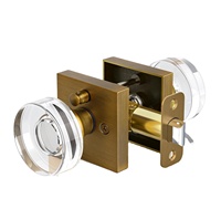 Poignées de porte en cristal, laiton antique, serrure intérieure à verrouillage, poignée de porte en verre, style vintage pour chambre et salle de bain