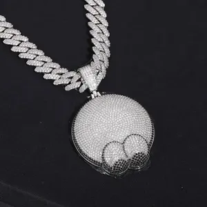 Pendentif Mickey Mouse en Moissanite Ronde Brillante, Argent 925 Plaqué Rhodium, Style Hip-Hop, Bijou Unisexe pour Usage Quotidien - Product Image 1