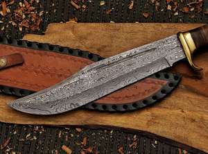 Cuchillo de Caza Fijo de Acero al Carbono de Excelente Calidad, Modelo Dundee Bowie, para Camping, Supervivencia al Aire Libre, con Hoja Recta y Punta Caída, con Funda de Cuero - Product Image 2
