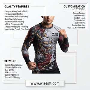Meilleures ventes : Rashguard de natation pour homme à manches longues, respirant, imprimé, avec protection solaire, en Spandex/Polyester 120g, faible MOQ - Product Image 6