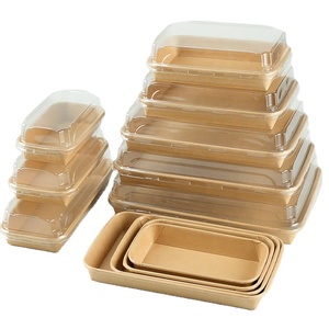 China Manufacturer Disposable Square Paper Sushi Packaging Box With PET Clear Lid