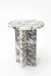 Table d'appoint ronde en marbre Calacatta de luxe, table à piétement moderne en marbre, table basse pour salon, table décorative pour hall d'hôtel - Product Image 2