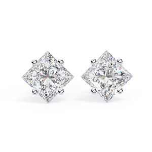 Pendientes de Oro Sólido de 14K con Moissanita Corte Princesa de 6x6 mm, 2.40 CT, Engaste de 4 Puntas, Joyería Fina Elegante para Mujer - Product Image 1