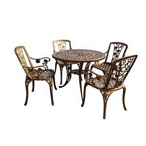Luxury Wrought Iron <b>Garden</b> Furniture Set for Villa Outdoor Patio, Custom Metal <b>Table</b> <b>and</b> <b>Chairs</b> - Product Image 1