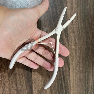 คีมต่อผมสแตนเลสเคลือบสีเบจแบบมืออาชีพ 1 รู พร้อมด้ามจับกันลื่น สำหรับต่อผมแท้แบบ Remy รูขนาด 3 มม. - Product Image 1