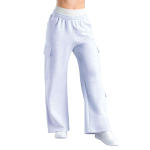 Pantalon évasé en molleton de coton pour femme, style streetwear, respirant, écologique, pour l'entraînement, coupe ample, séchage rapide, avec poches – Meilleure vente - Product Image 3
