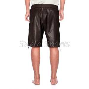 กางเกงขาสั้นหนังสไตล์สตรีทแวร์ ระบายอากาศได้ดี ไซส์ใหญ่ กางเกงขาสั้นหนังแฟชั่นสำหรับผู้ชาย - Product Image 2