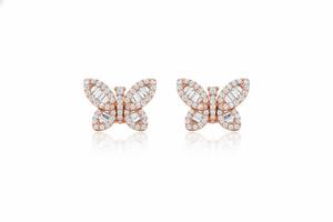 ต่างหูเงินแท้ 925 ประดับเพชร VS VVS สี DEF ทอง 10K รูปผีเสื้อทรงบาแกตต์ เพชรเลี้ยงในห้องปฏิบัติการ ของขวัญวันเกิดสำหรับผู้หญิง - Product Image 3