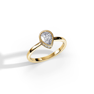 Bague de fiançailles en or 10 carats avec diamant goutte d'eau, sertissage clos en forme de poire, style classique pour femme - Product Image 1