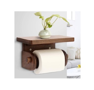 Porte-papier toilette mural en bois de manguier, support de rouleau de papier pour salle de bain, étagère en bois pour papier toilette - Product Image 1