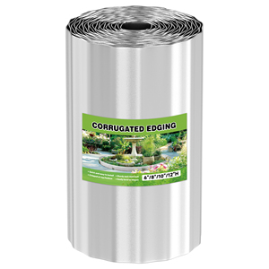 Bordure paysagère flexible en acier corrugué laminé à froid argenté 10'*20' pour parterres de fleurs et allées, antirouille - Product Image 1