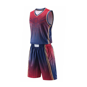 Conjunto de Uniforme de Baloncesto para Hombre, Degradado Rojo y Azul, Sin Mangas, Cuello en V, Jersey Deportivo de Secado Rápido y Pantalones Cortos, Uniforme de Baloncesto Femenino - Product Image 6