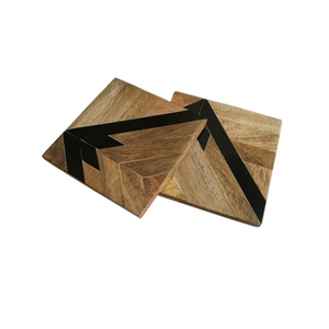 Handmade Geometric Wooden Coaster Set Of 4 With Holder Eco-Friendly Sustainable Wood Inlay <b>Drink</b> Mats Coffee Table Decoration - Product Image 3