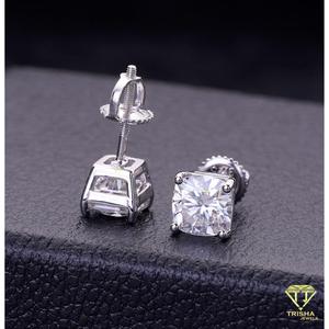 Pendientes de Diamantes Cuadrados Cultivados en Laboratorio de Primera Calidad, Plata de Ley 925, Colección de Joyería Fina - Product Image 5