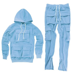 Conjunto Deportivo Personalizado con Logotipo, Traje Deportivo Holgado para Hombre con Bolsillos Tipo Cargo, Pantalones y Sudadera con Capucha - Product Image 1