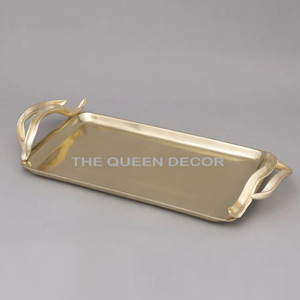 Gold Polished Luxury Round Shape <b>Mirror</b> Glass And Aluminum Metal Decoration <b>Tray</b> New Trending Storage <b>Trays</b> - Product Image 4