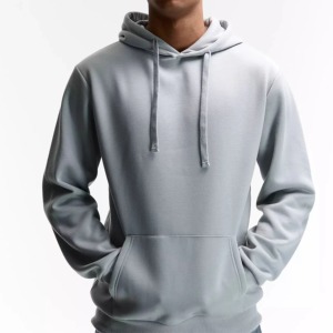 เสื้อฮู้ดผู้ชายสีเทาอ่อน ทรงปกติ ผ้าฝ้ายเฟรนช์เทอร์รี่ สไตล์ลำลอง สำหรับฤดูใบไม้ร่วง สีพื้น มีกระเป๋าด้านหน้า - Product Image 5
