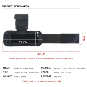 OEM Steel Lifting Hooks with Padded Rubber Grip, Heavy Duty Adjustable Hand Hooks for Gym, <b>Strength</b> <b>Training</b>, Deadlift - Product Image 6