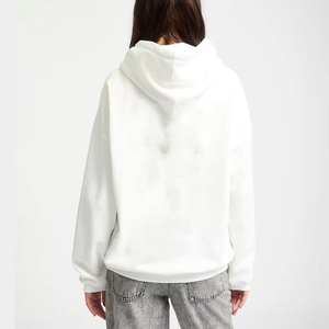 <b>Men's</b> White Hooded Sweatshirt Regular Fit 100% Cotton French Terry Casual Autumn Wear - Product Image 3