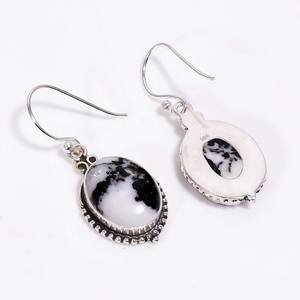 Boucles d'oreilles en turquoise buffle blanc, argent sterling 925, faites à la main, bijoux en pierres précieuses, cadeau de luxe pour femmes - Product Image 3