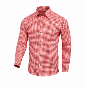 Chemise décontractée pour homme en coton rouge bavarois, manches longues, pour l'automne et les festivals, du S au 4XL - Product Image 1