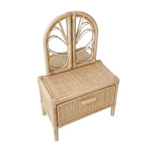 <b>Small</b> Rattan Vanity Set Toddler Furniture Kids Room Compact Woven Dressing <b>Desk</b> Factory Price Cheap High Quality - Product Image 1