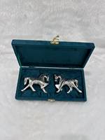 Paire de chevaux plaqués argent avec coffret cadeau royal
