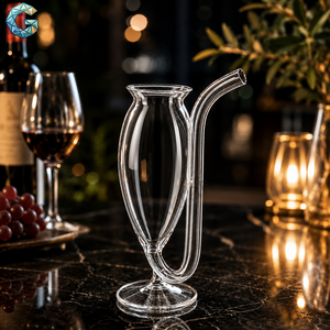 Flauta de Vidrio Soplado a Mano TI, 20 cm de Altura, 12 cm de Diámetro, Sin Plomo, Diseño Moderno de Lujo, Multifuncional para Decoración de Mesa de Fiesta - Product Image 1