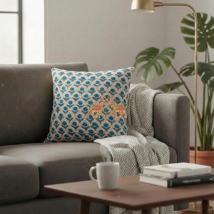 New Arrival Hand Block Cotton Floral Printed Cushion Cover For Couch and sofa Home Use - Product Image 2