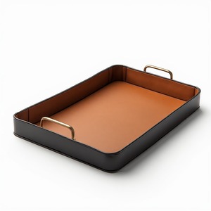 Plateau organisateur en cuir cousu de qualité supérieure, conçu pour les montres, les clés, les portefeuilles et les accessoires personnels, avec un design sophistiqué pour un usage quotidien. - Product Image 1
