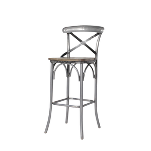 Taburete de bar metálico Vandana Vertex Vesta con asiento de madera de mango gris - Taburete de bar - Product Image 2