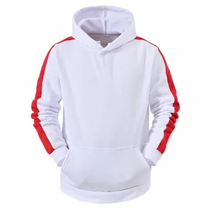 เสื้อฮู้ดผู้ชายสีแดง ทรงปกติ สีพื้น สไตล์ลำลอง สตรีทแวร์ ปักลาย มีกระเป๋า ผ้าฝ้าย 100% เฟรนช์เทอร์รี่ - Product Image 2