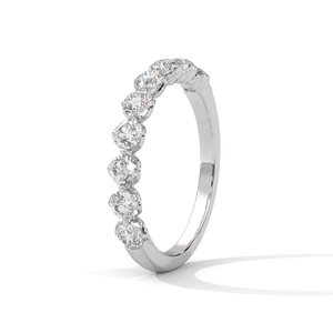 Anillo de banda de diamantes con corte baguette de esmeralda en plata chapada en oro blanco con gemas creadas en laboratorio, joyería nupcial moderna apilable - Product Image 2