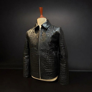 Stylish <b>Leather</b> Outerwear With Artistic Raised Pattern And Smooth Finish For Modern Fashion Collections Embossed <b>Leather</b> <b>Jacket</b> - Product Image 2